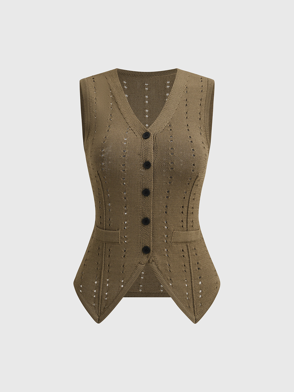 Dolled Office Skimming Plaid Utility Vest - Brown