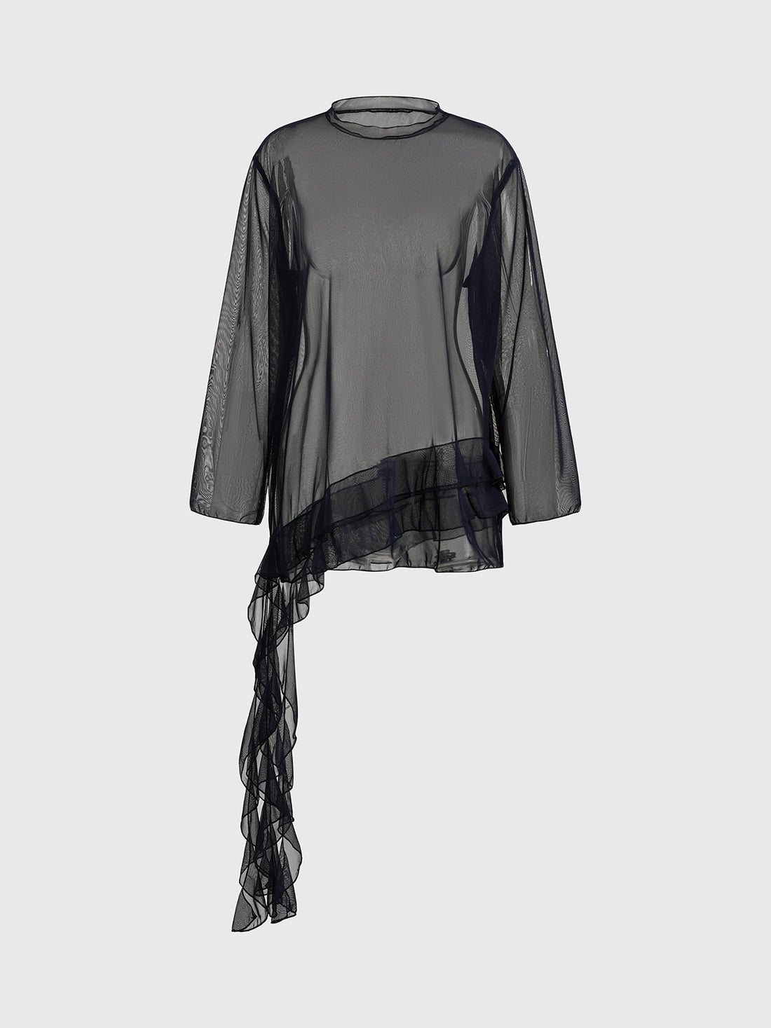 Brick Lane Asymmetric Lace Detailed Long Sleeve - Charcoal