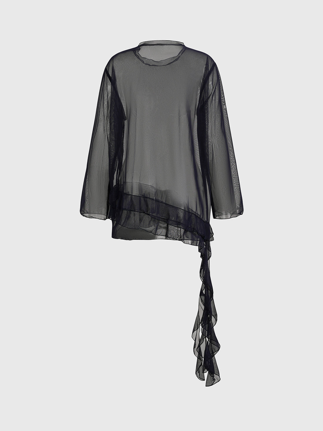 Brick Lane Asymmetric Lace Detailed Long Sleeve - Charcoal