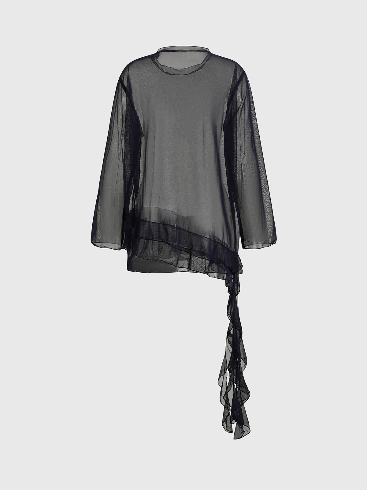 Brick Lane Asymmetric Lace Detailed Long Sleeve - Charcoal