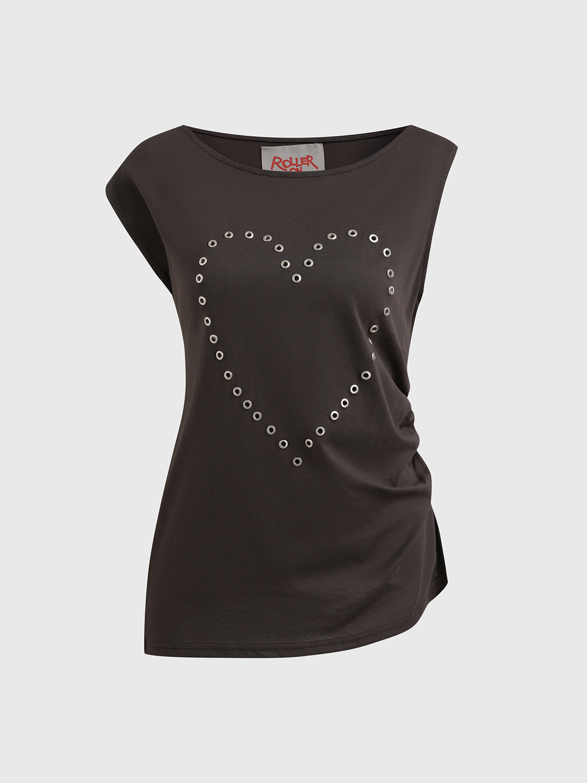 Brick Lane Distressed Graphic Baby Tee - Charcoal