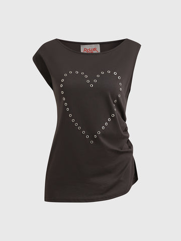 Brick Lane Distressed Graphic Baby Tee - Charcoal