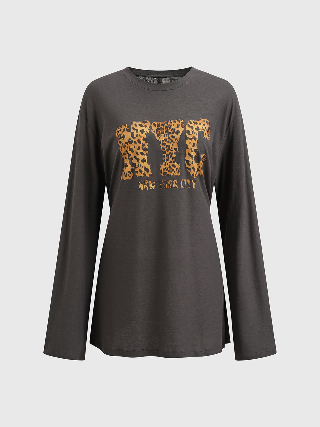 Brick Lane Baggy Abstract Lettering Graphic Long Sleeve - Charcoal