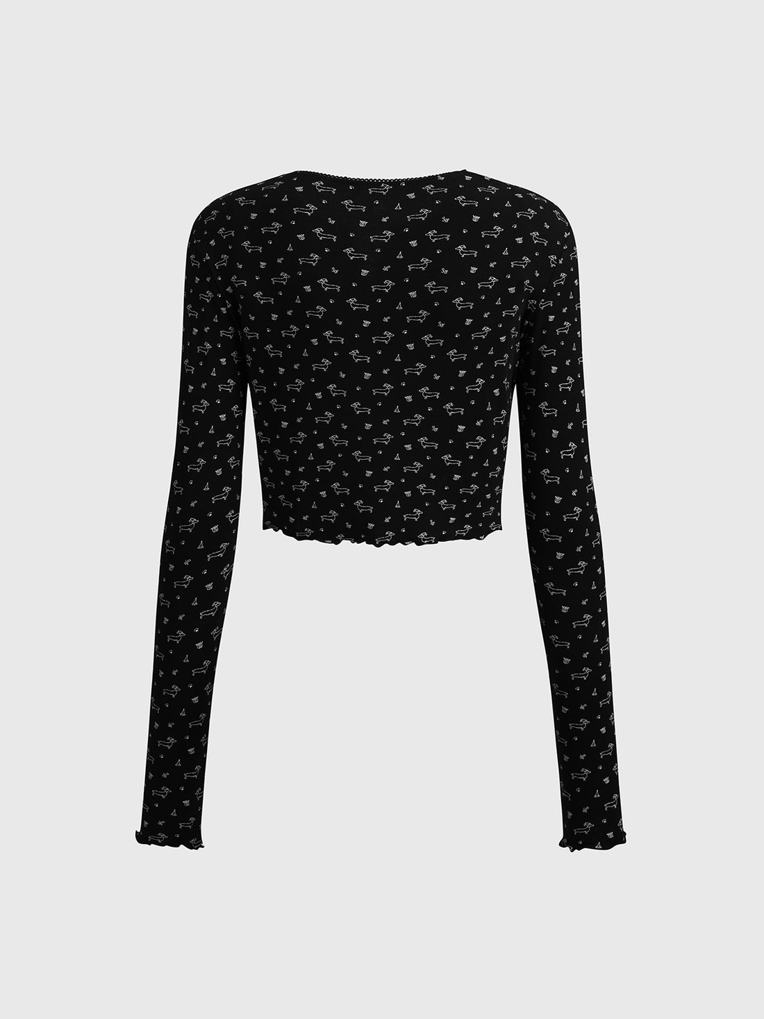 Brick Lane Cropped Retro Floral Graphic Top - Black