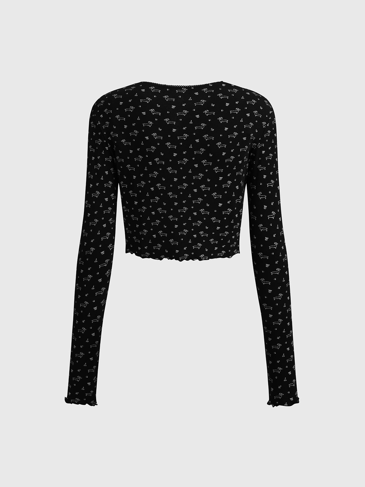Brick Lane Cropped Retro Floral Graphic Top - Black