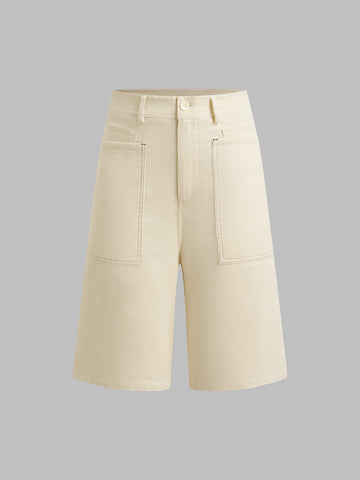 Brick Lane Straight Embroidered Graphic Jorts - Apricot