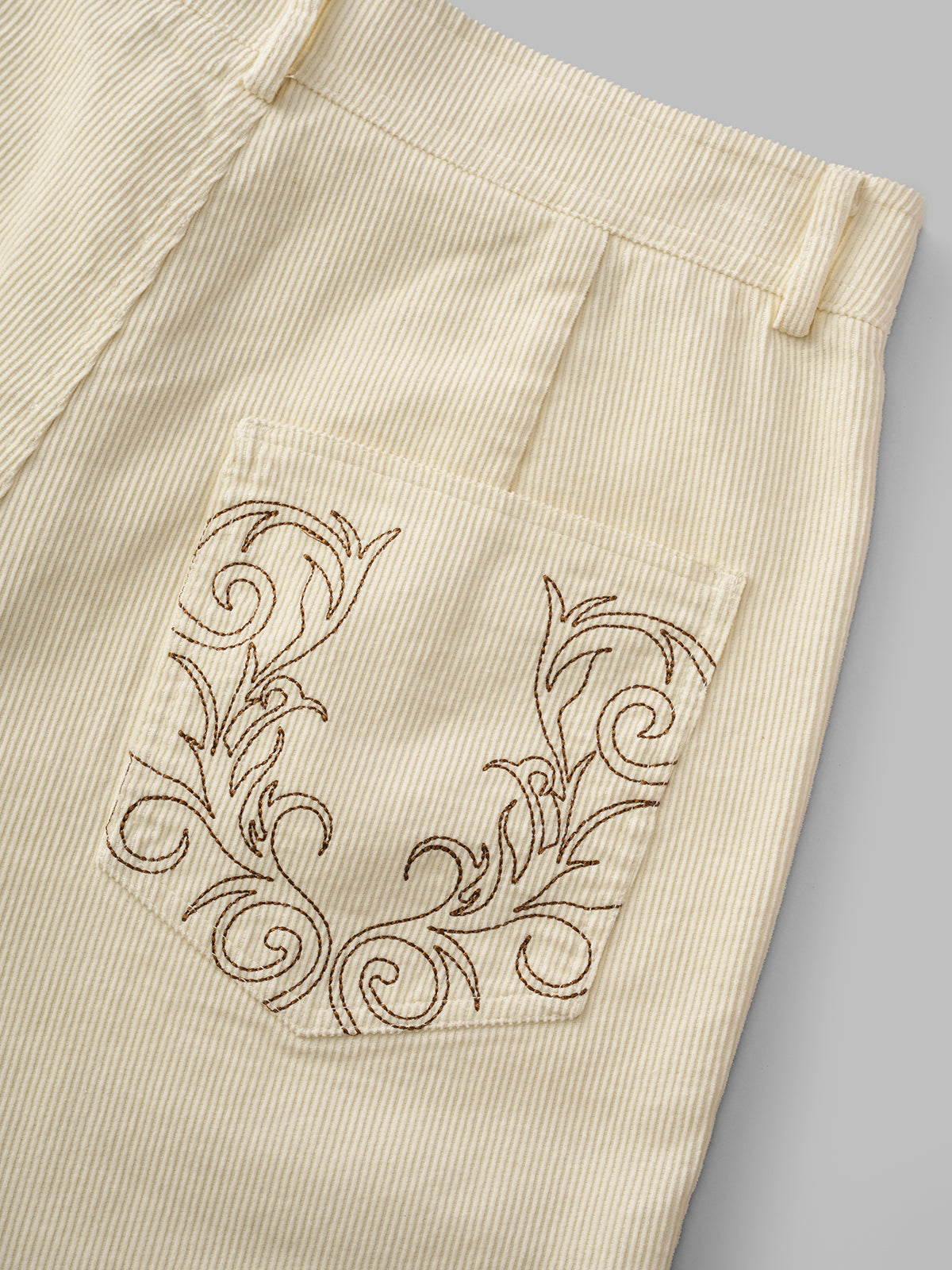 Brick Lane Straight Embroidered Graphic Jorts - Apricot