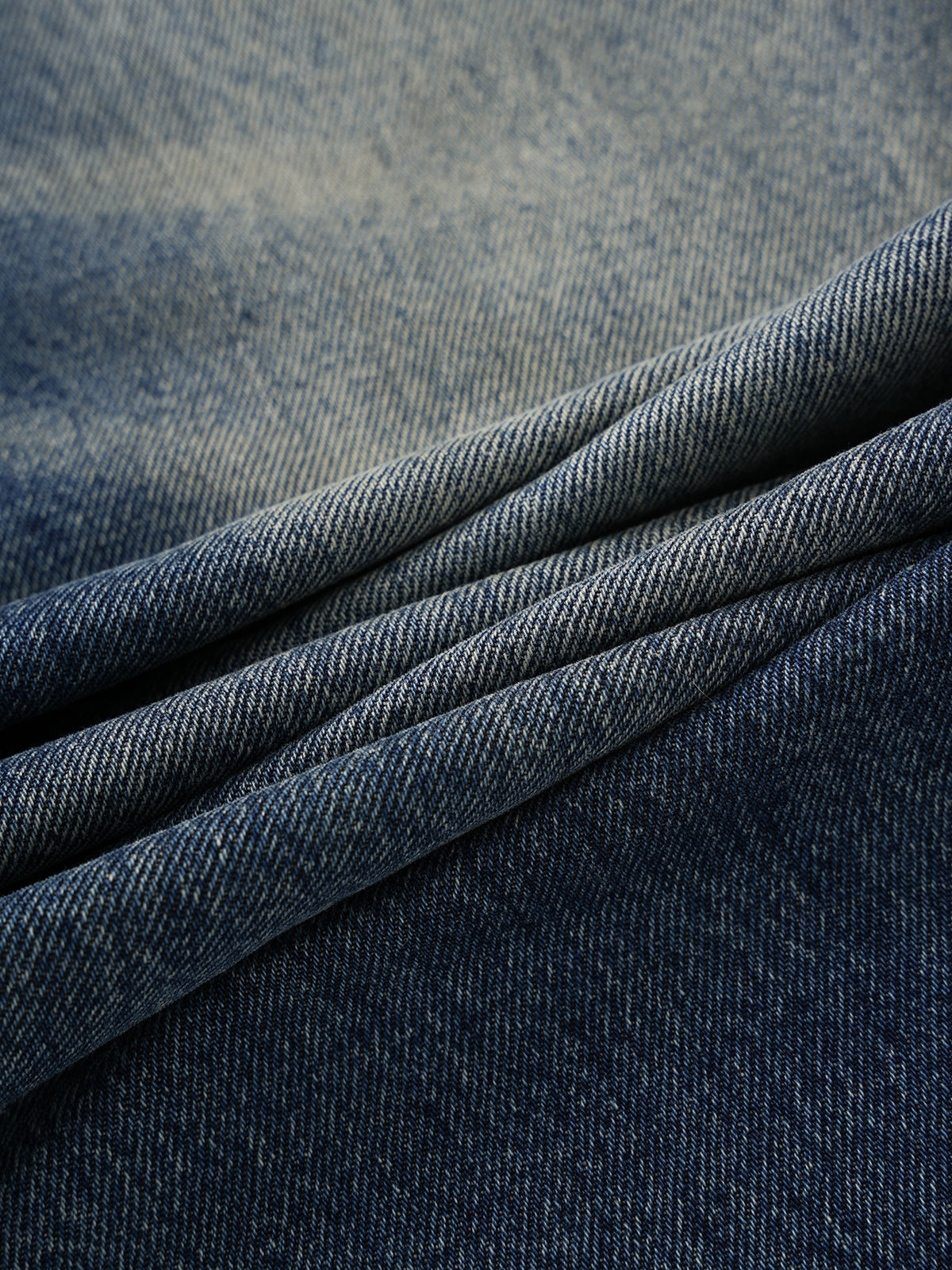 Brick Lane Curved Cut Embroidered Washed Jeans - Blue