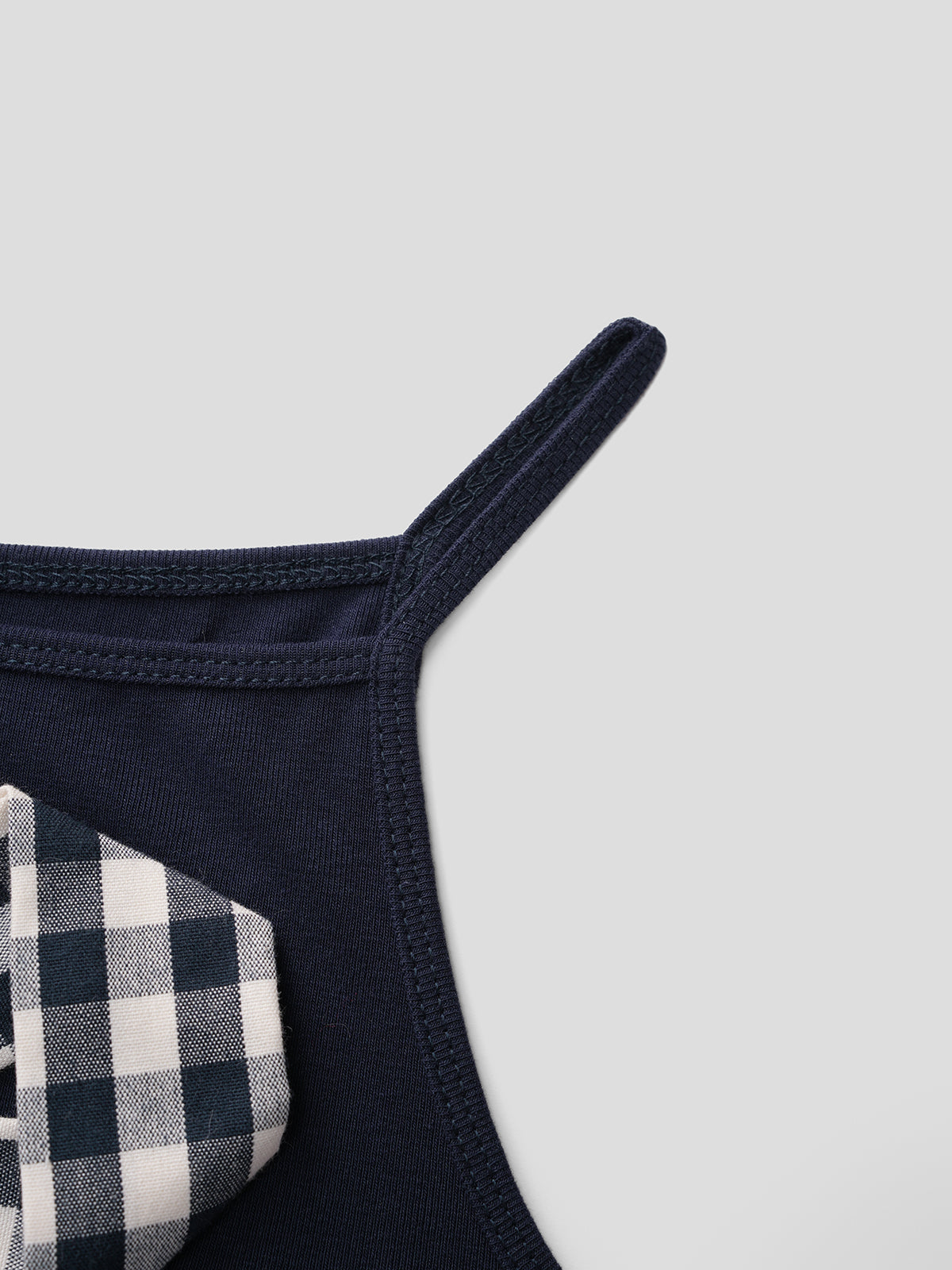 Check Bow Cami Top – Ink Navy