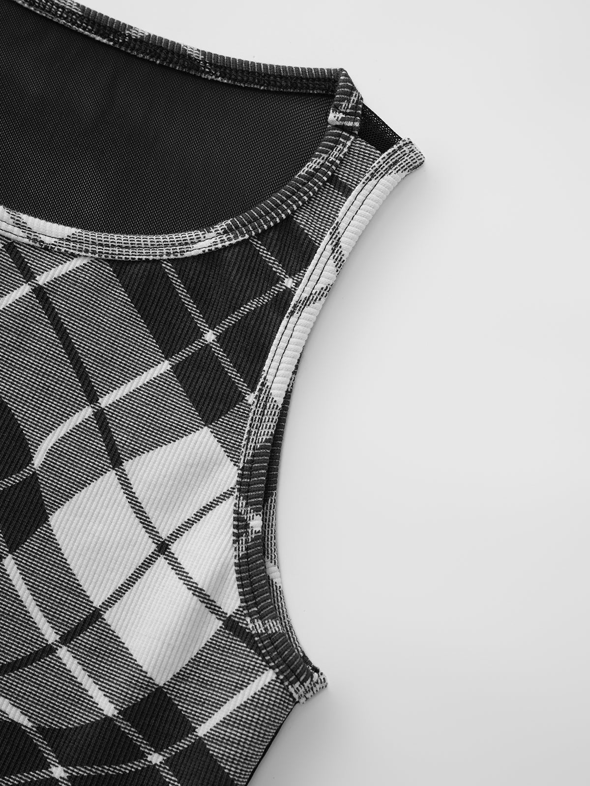 Brick Lane Skimming Sheer Check Plaid Cami - Mono