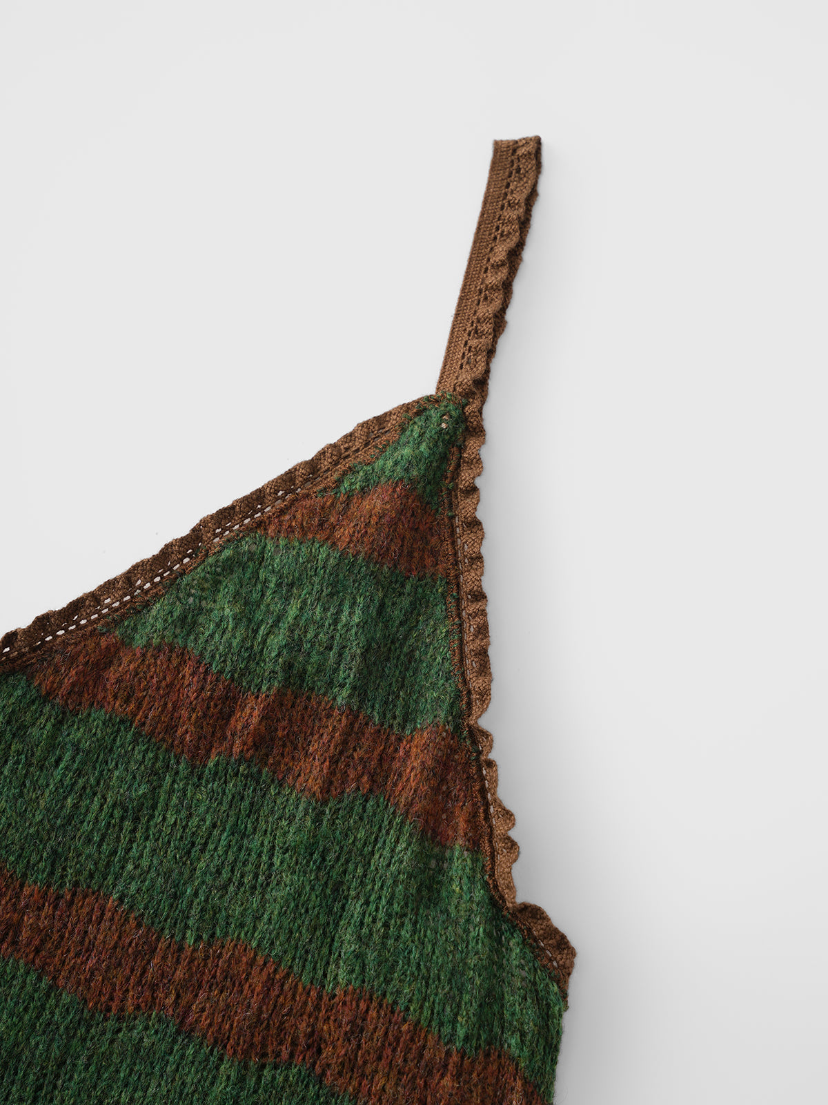 Brick Lane Stripe Lace Detailed Cami Top - Dark Green
