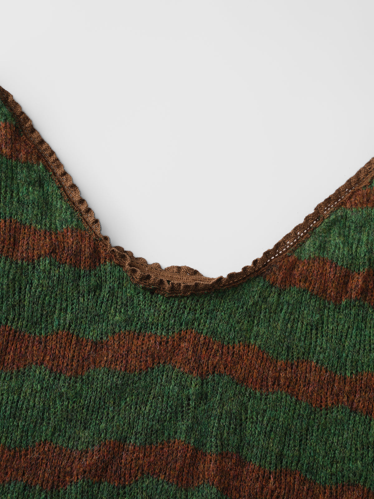 Brick Lane Stripe Lace Detailed Cami Top - Dark Green