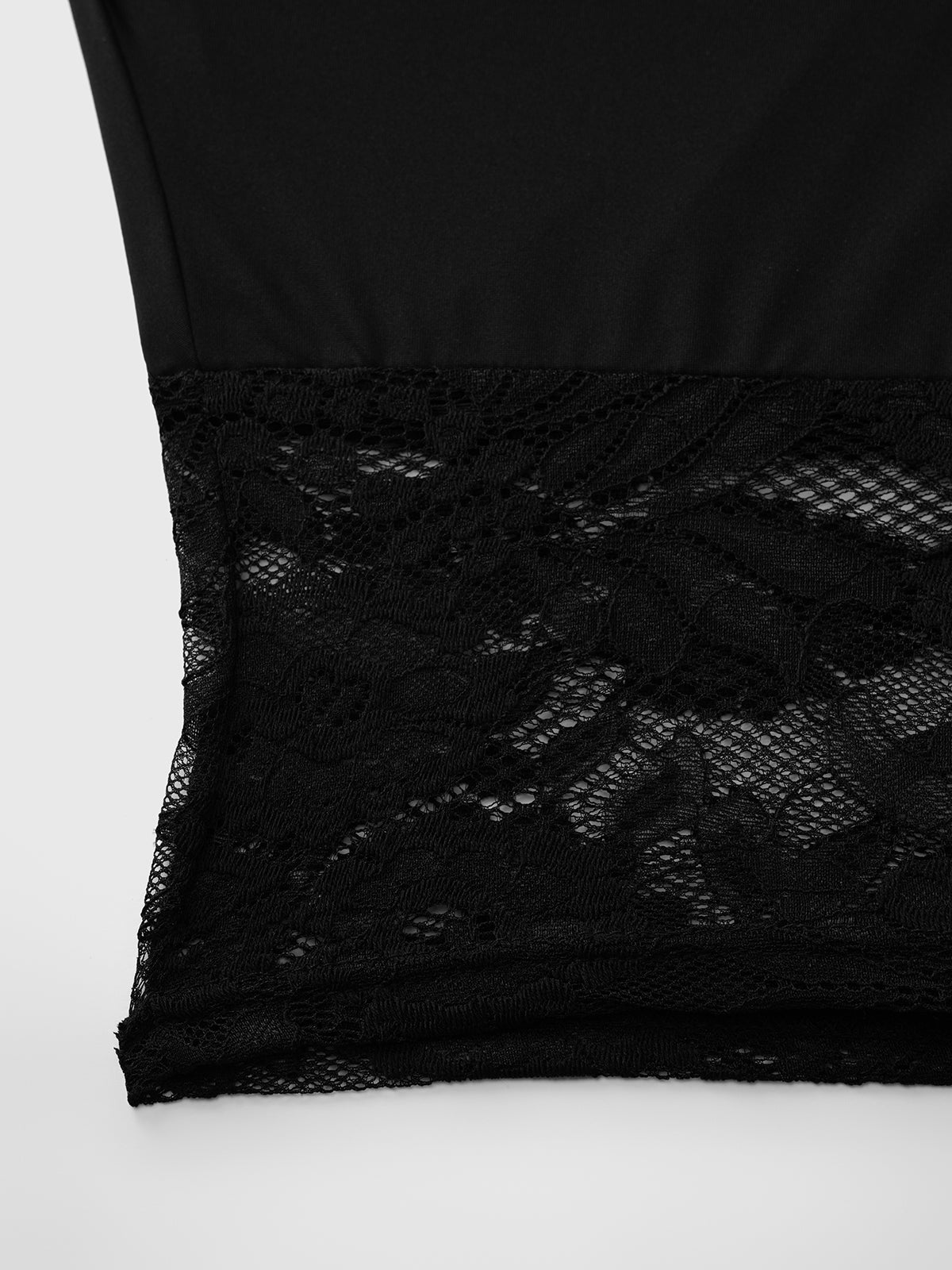 Brick Lane Asymmetric Lace Trim Off-shoulder Top - Black