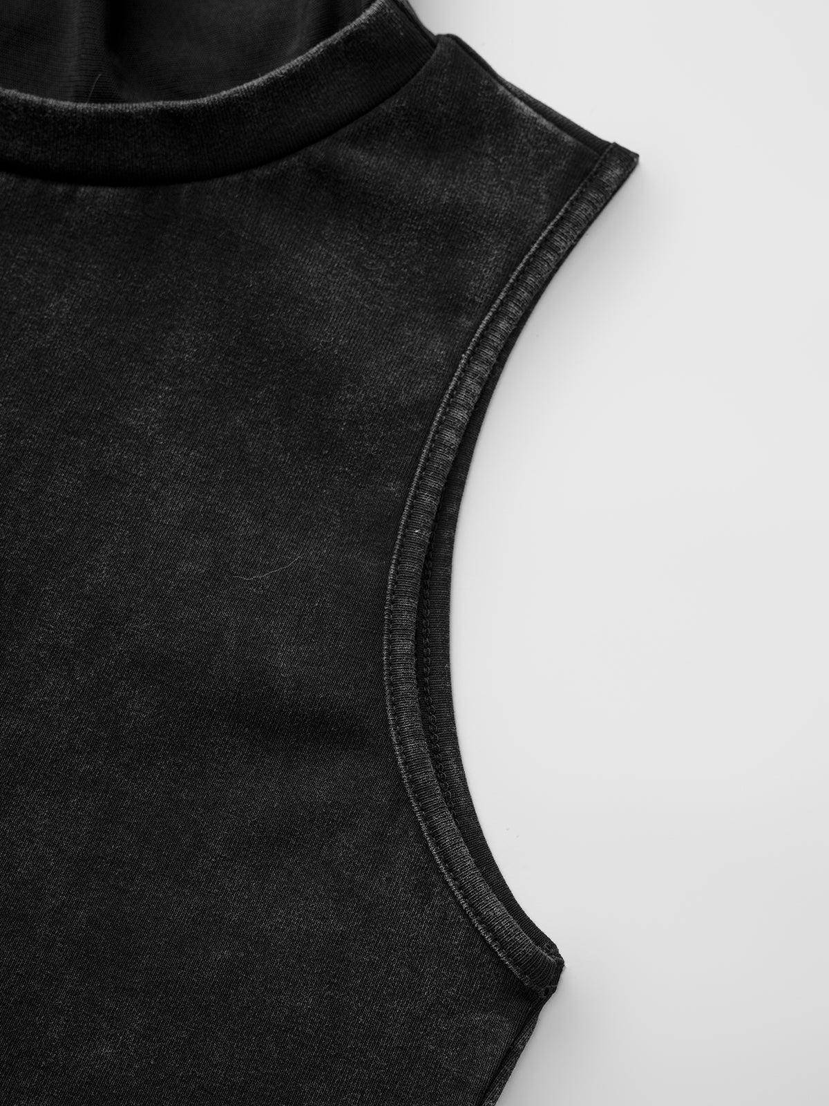 Brick Lane Skimming High Neck Sleeveless Top - Black