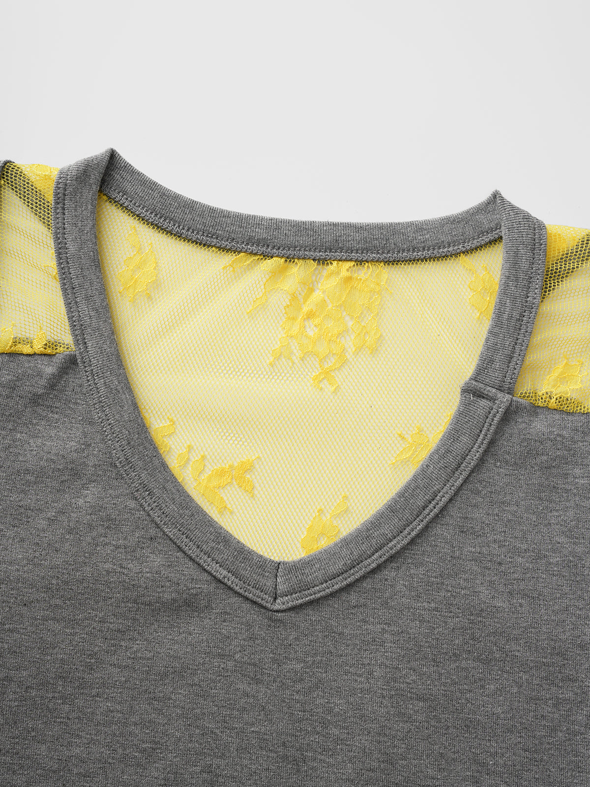 Brick Lane Skimming Sheer Contrast Color Tank - Grey/Yellow