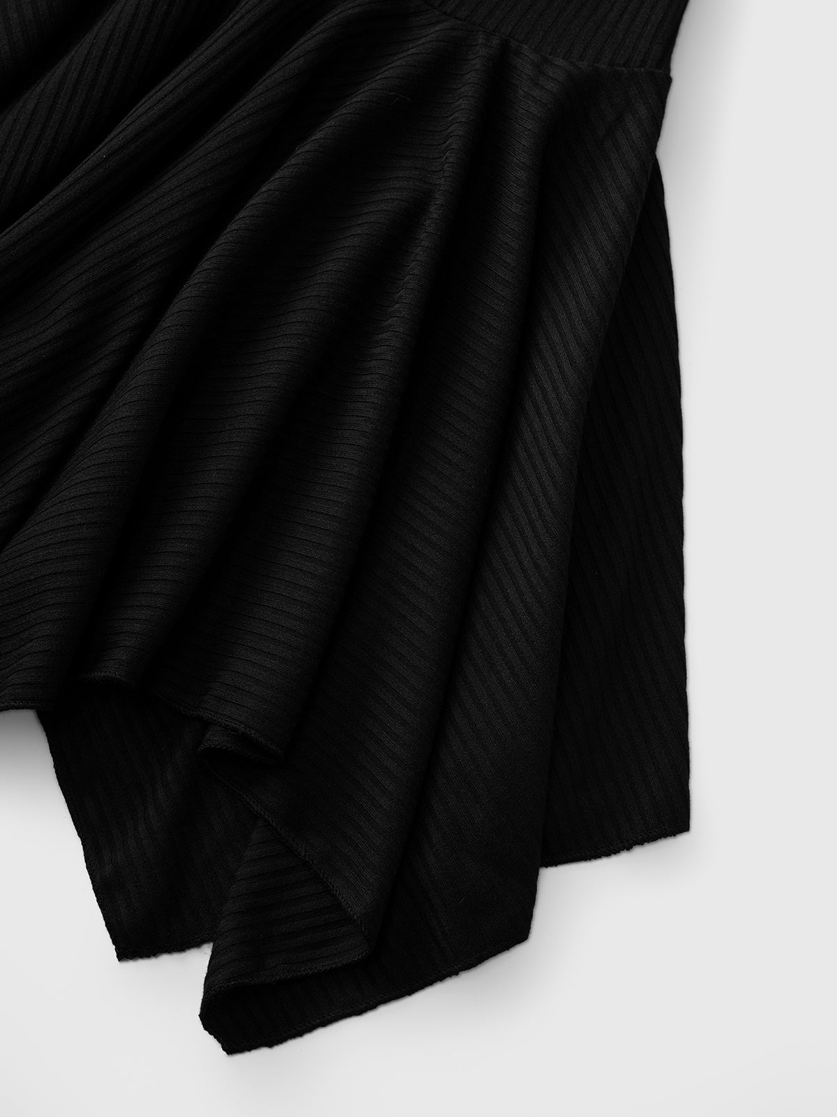 Brick Lane V-neck Asymmetric Hem Mini Dress - Black