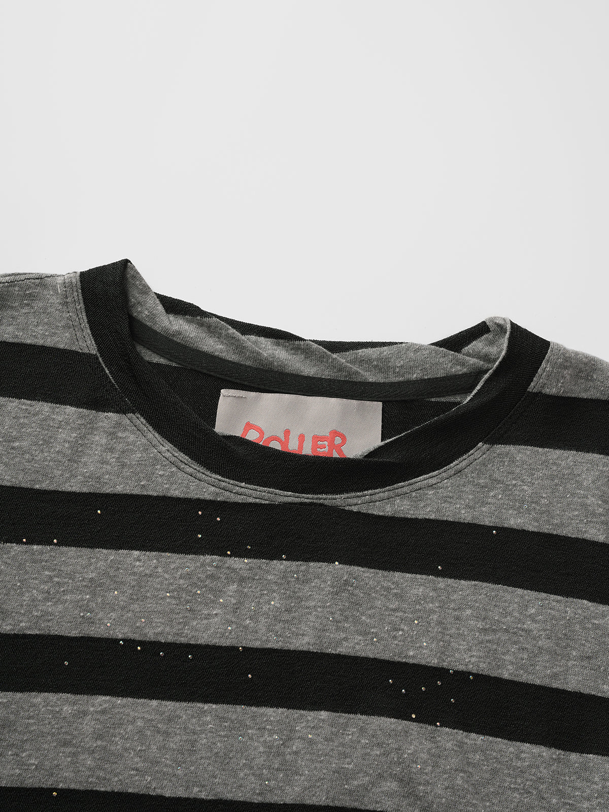 Co-ed Dorm Baggy Stripe Graphic Long Sleeve - Grey/Black