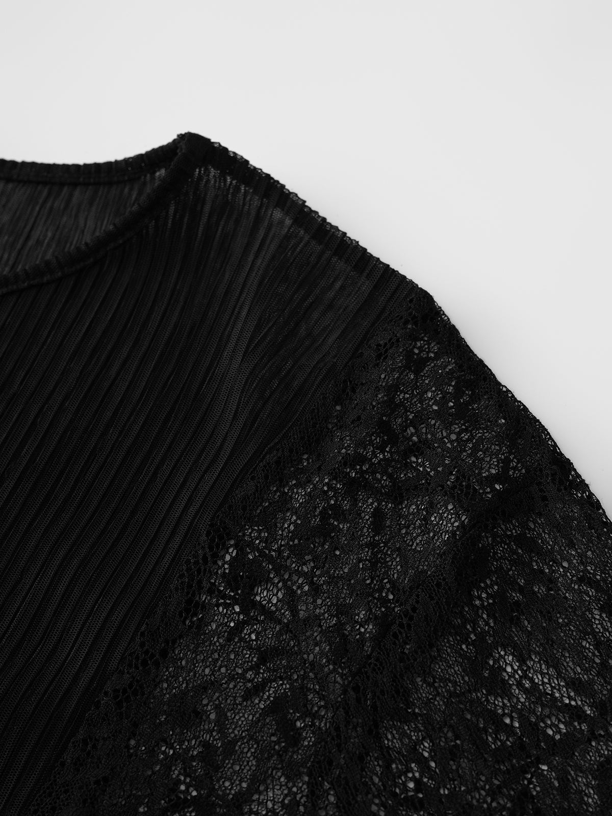 Dolled Office Lace Detailed Cropped Long Sleeve - Black