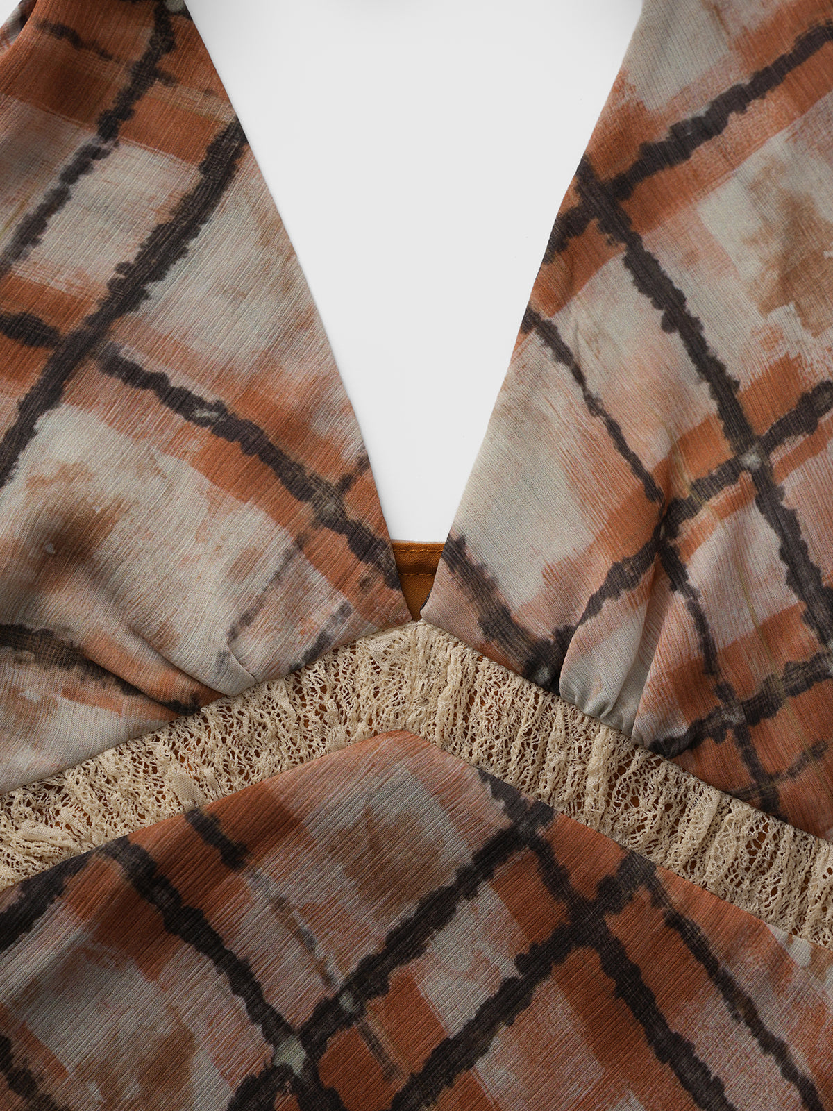 Brick Lane V-neck Halter Graphic Print Maxi Dress - Brown