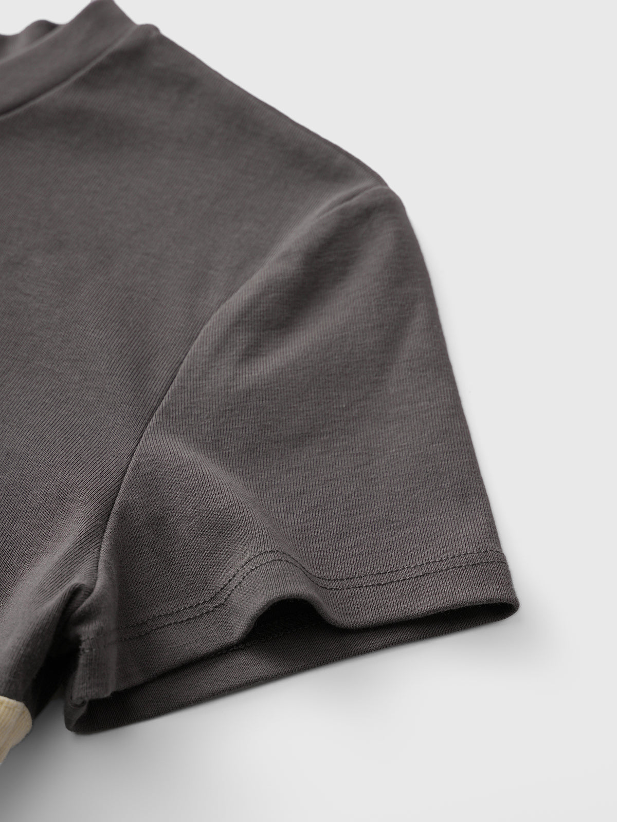 Brick Lane Layered-look Contrast Color Tee - Grey/Yellow