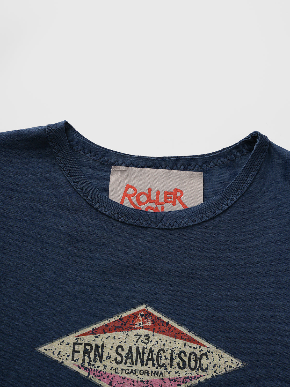 Brick Lane Skimming Retro Graphic Baby Tee - Navy