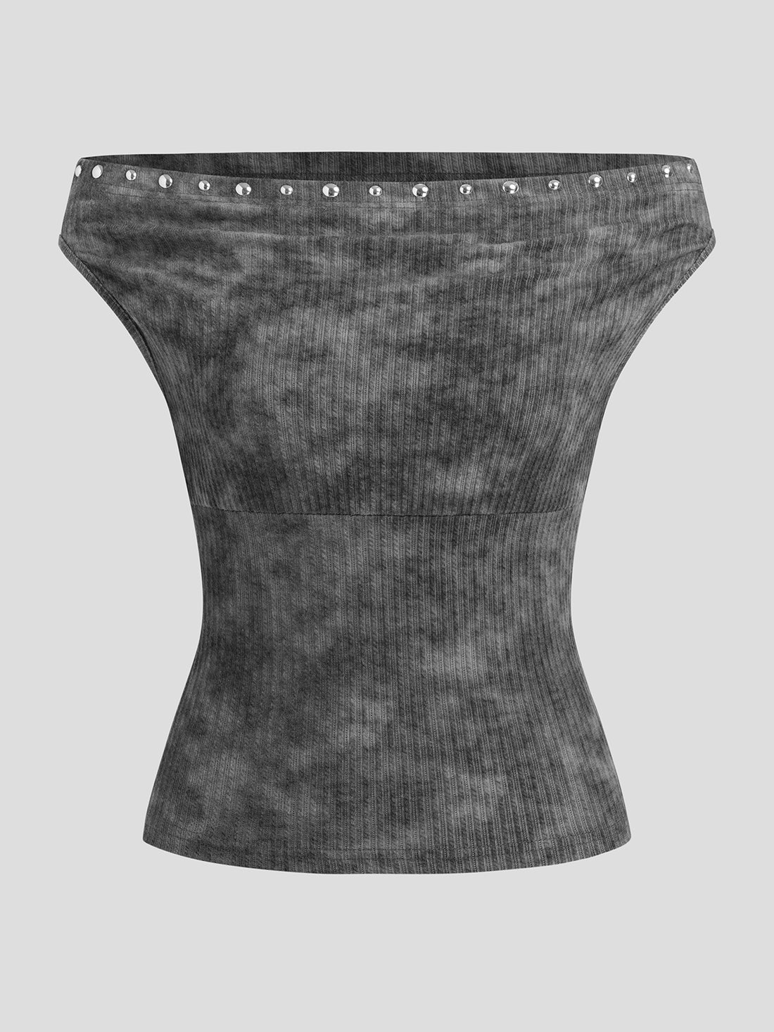 No Comment Off-shoulder Tee - Smoke Gray