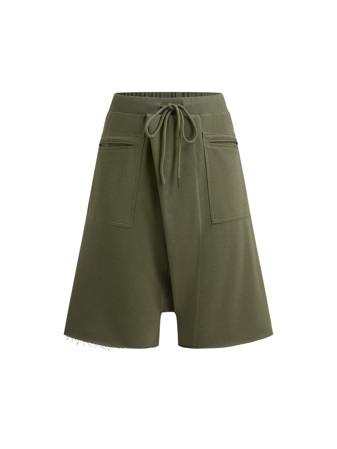 Brick Lane Straight Multi-pocket Utility Jorts - Army Green
