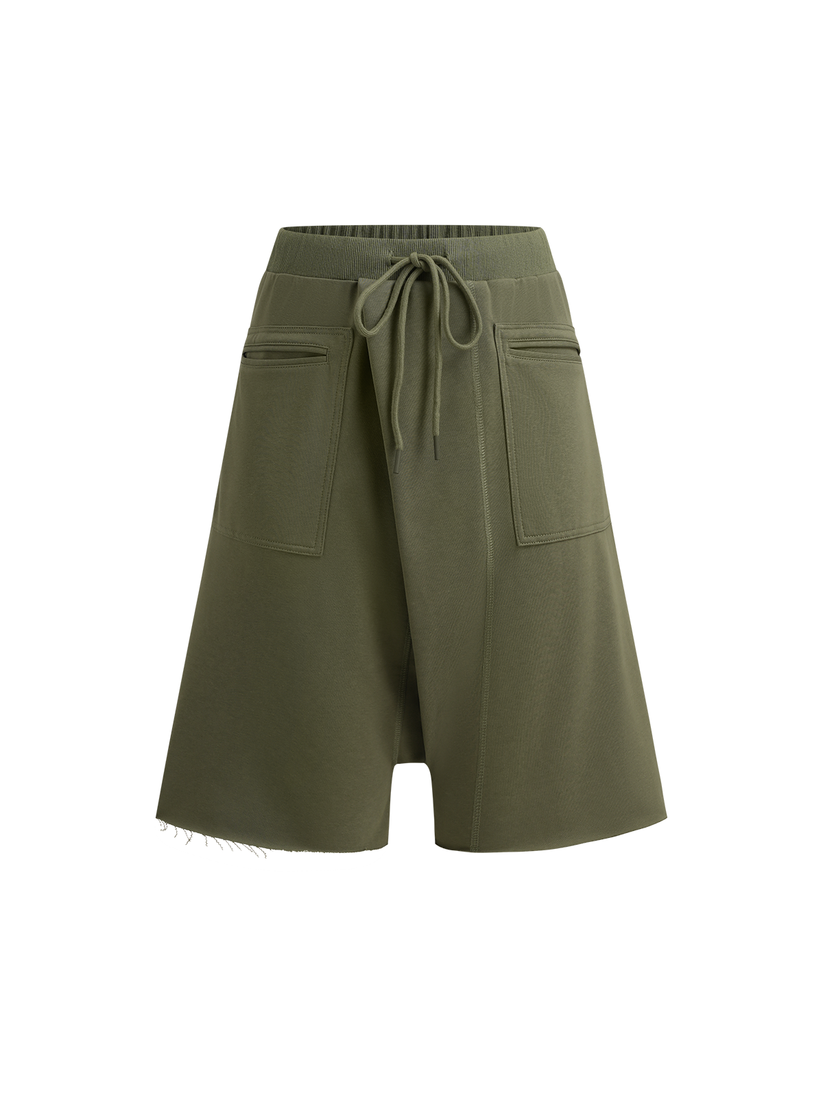 Brick Lane Straight Multi-pocket Utility Jorts - Army Green