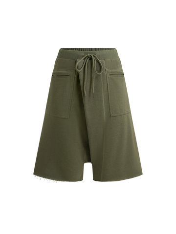 Brick Lane Straight Multi-pocket Utility Jorts - Army Green