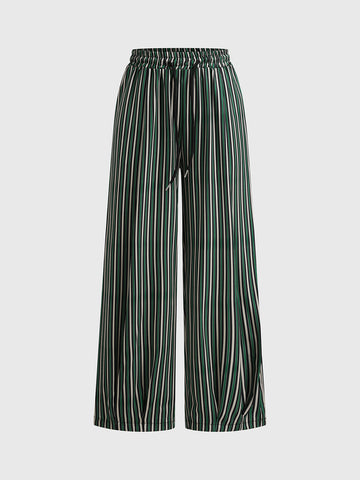 Brick Lane Wide-leg Marble Print Relaxed Pants - Green/White