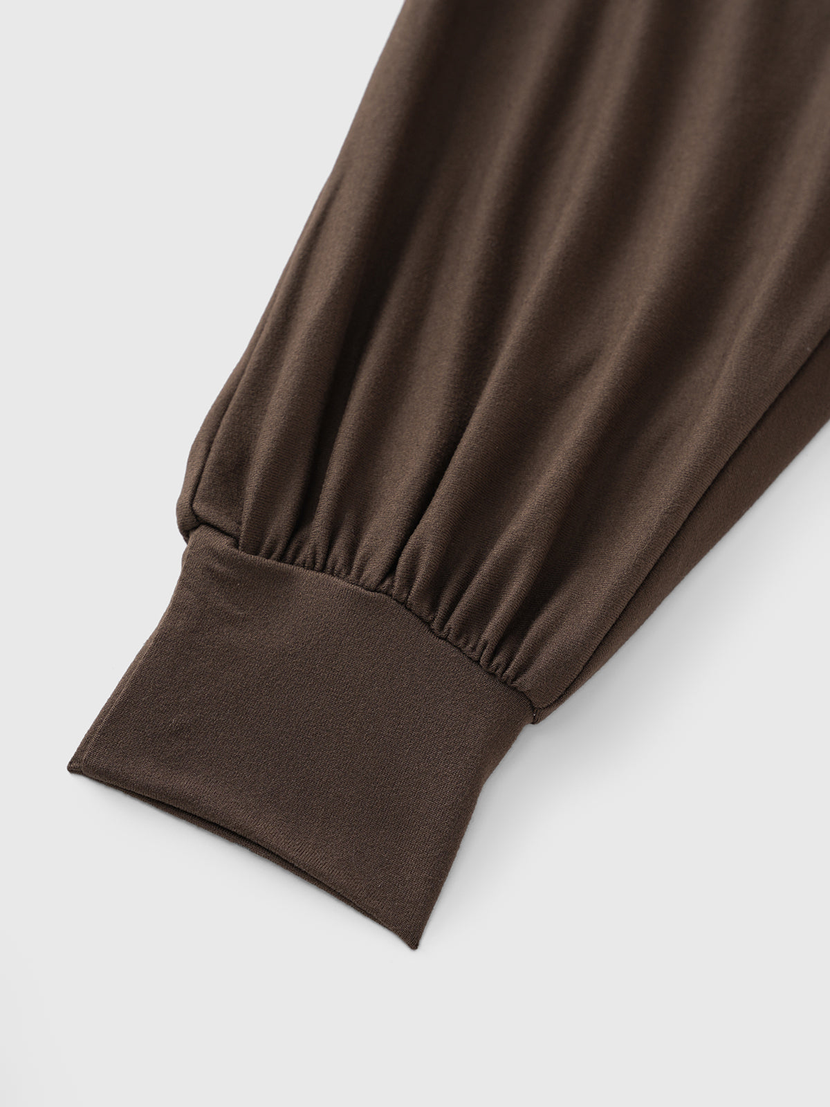 Brick Lane Asymmetric Cold-shoulder Tie-waist Long Sleeve - Coffee
