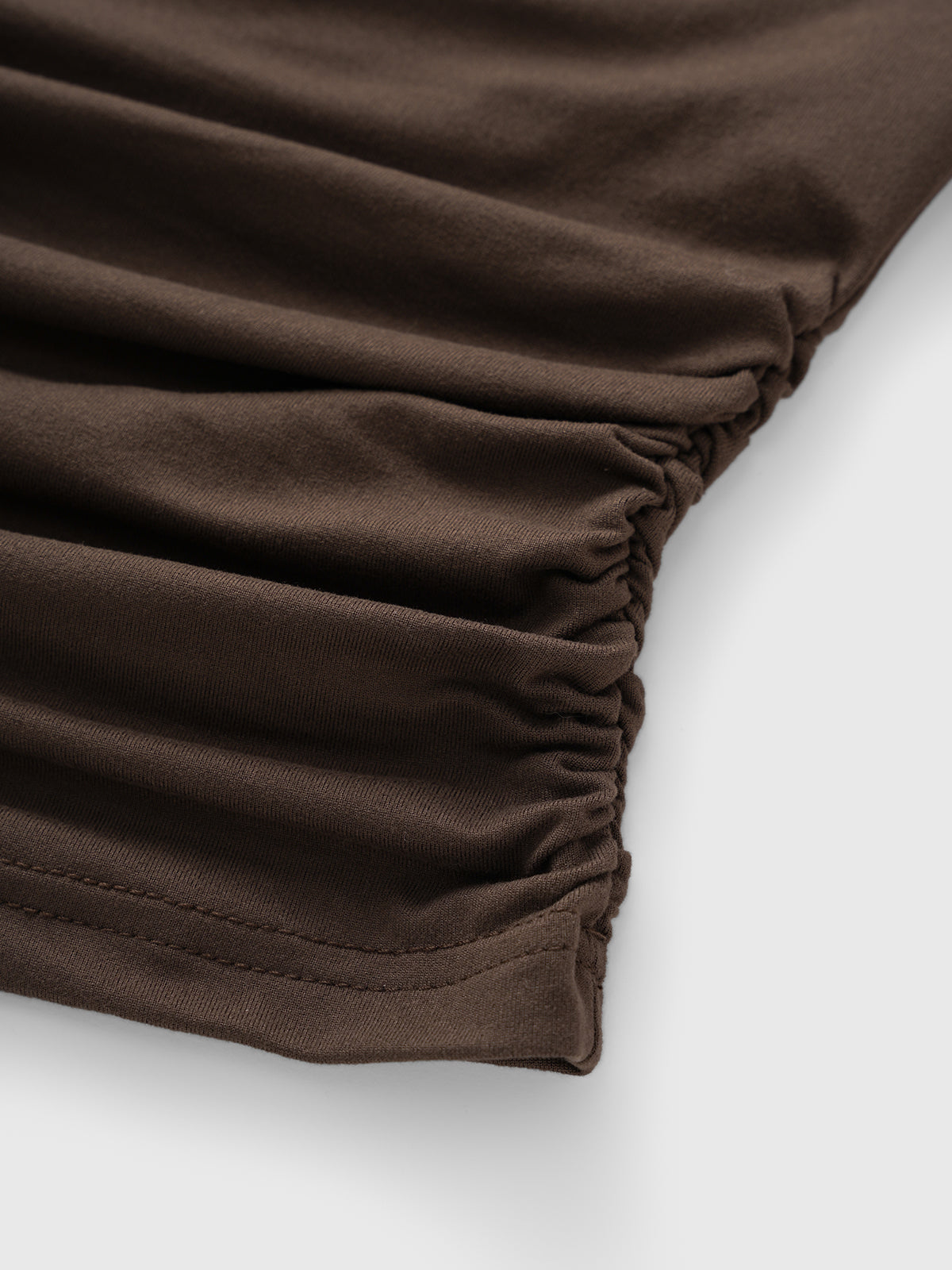 Brick Lane Asymmetric Cold-shoulder Tie-waist Long Sleeve - Coffee