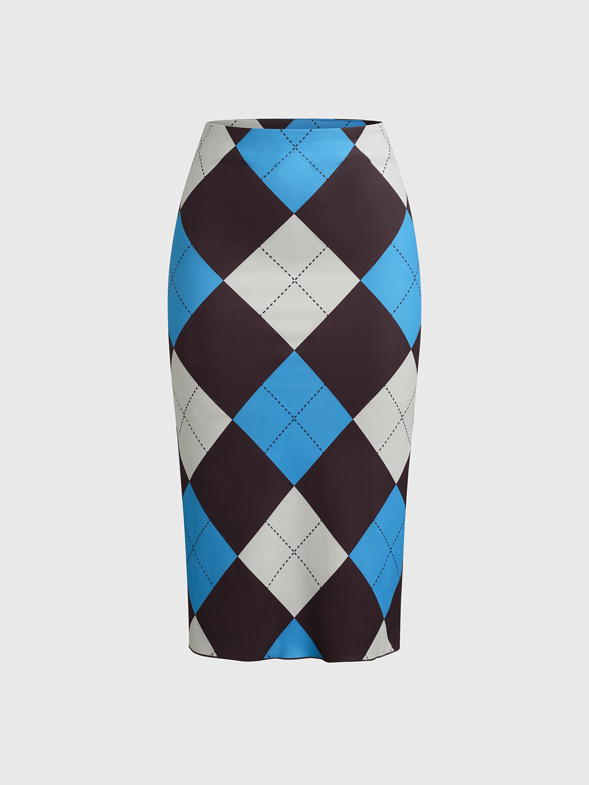 Dolled Office Skimming Argyle Check Skirt - Blue