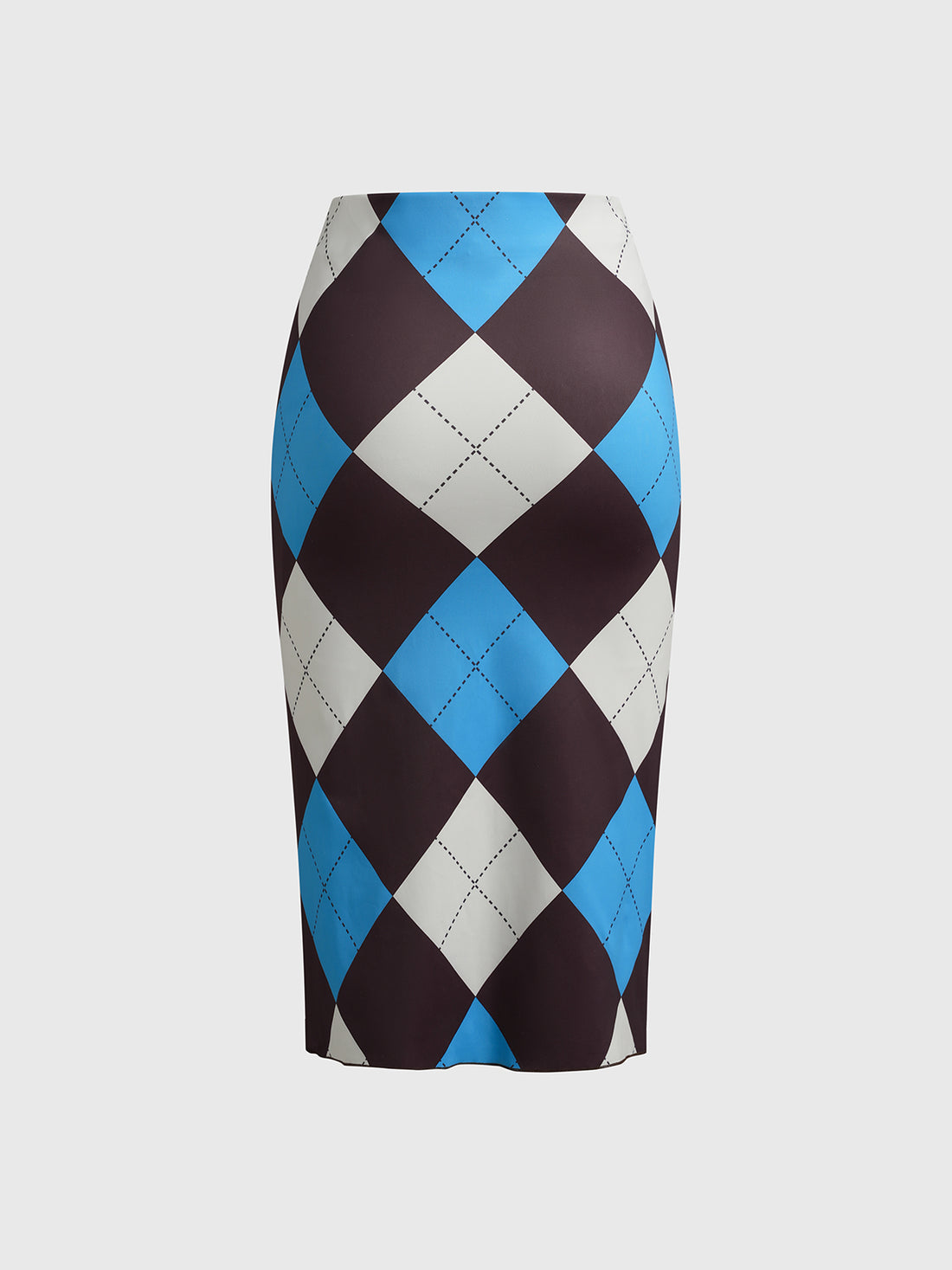 Dolled Office Skimming Argyle Check Skirt - Blue