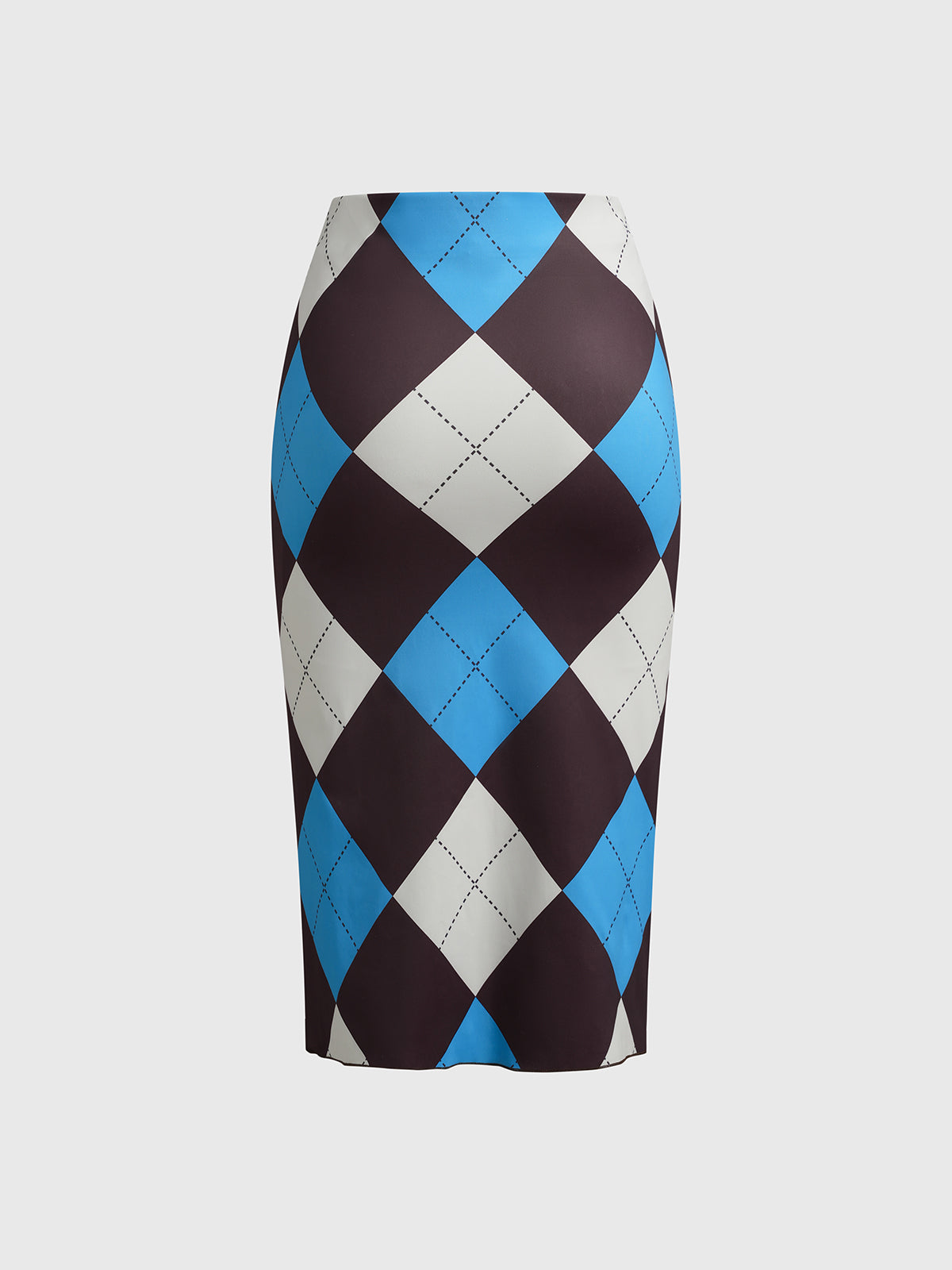 Dolled Office Skimming Argyle Check Skirt - Blue