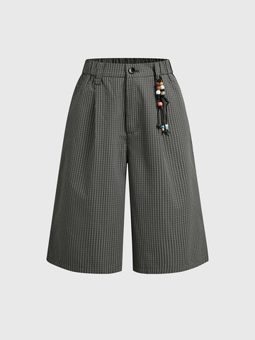 Co-ed Dorm Straight Check Shorts - Black