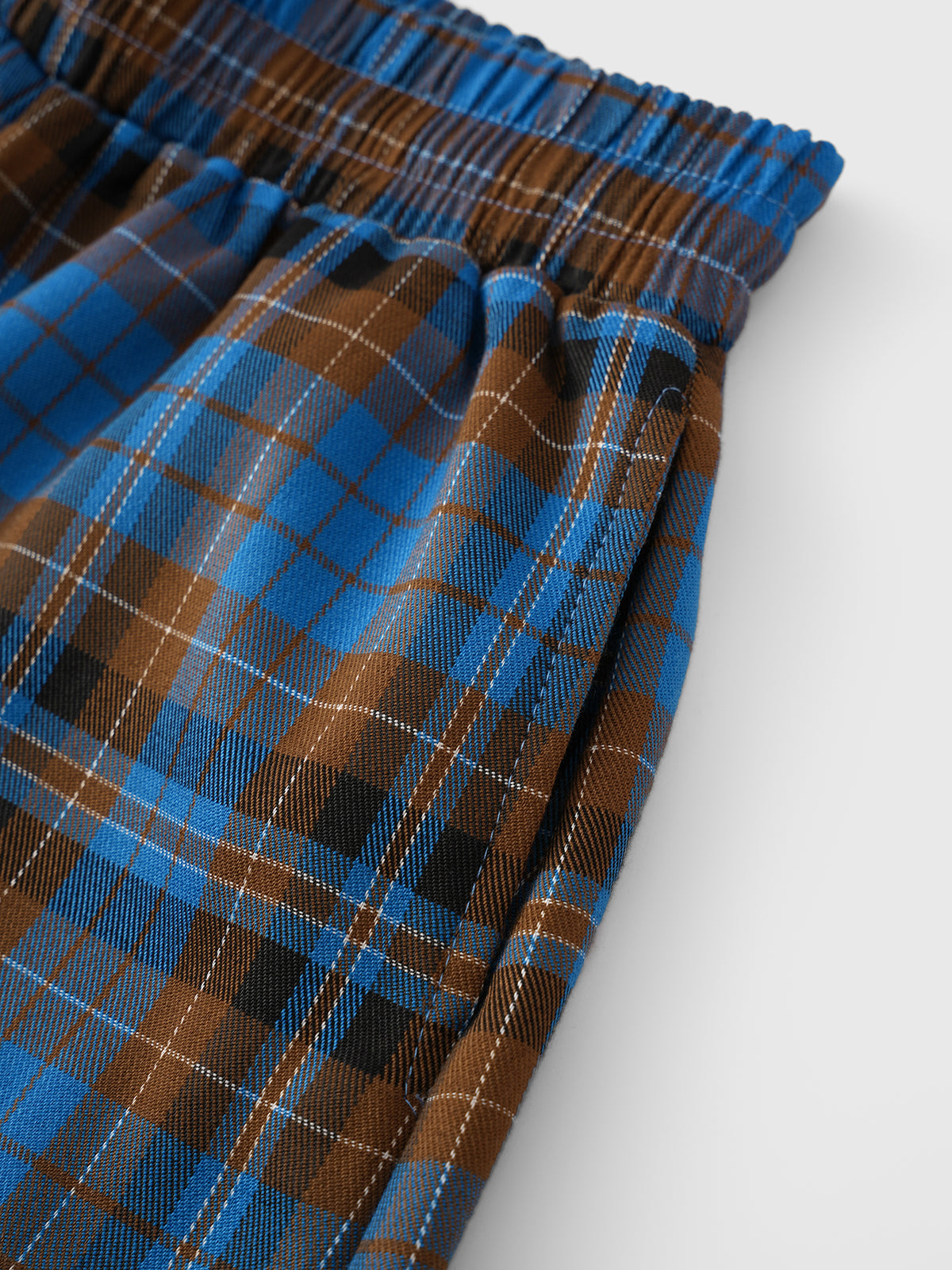 Co-ed Dorm Wide-leg Check Pants - Blue