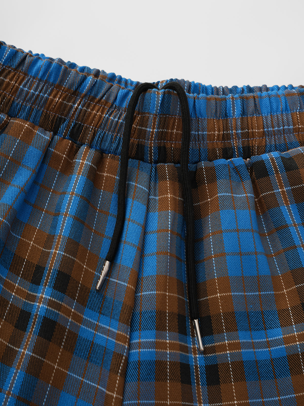 Co-ed Dorm Wide-leg Check Pants - Blue
