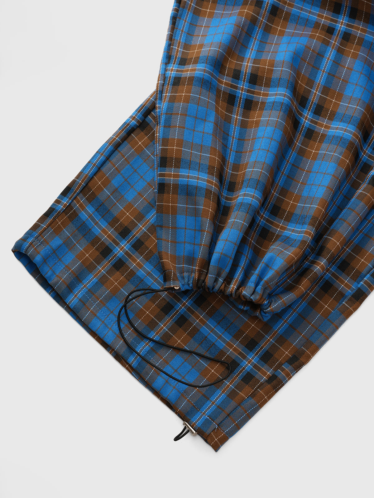 Co-ed Dorm Wide-leg Check Pants - Blue