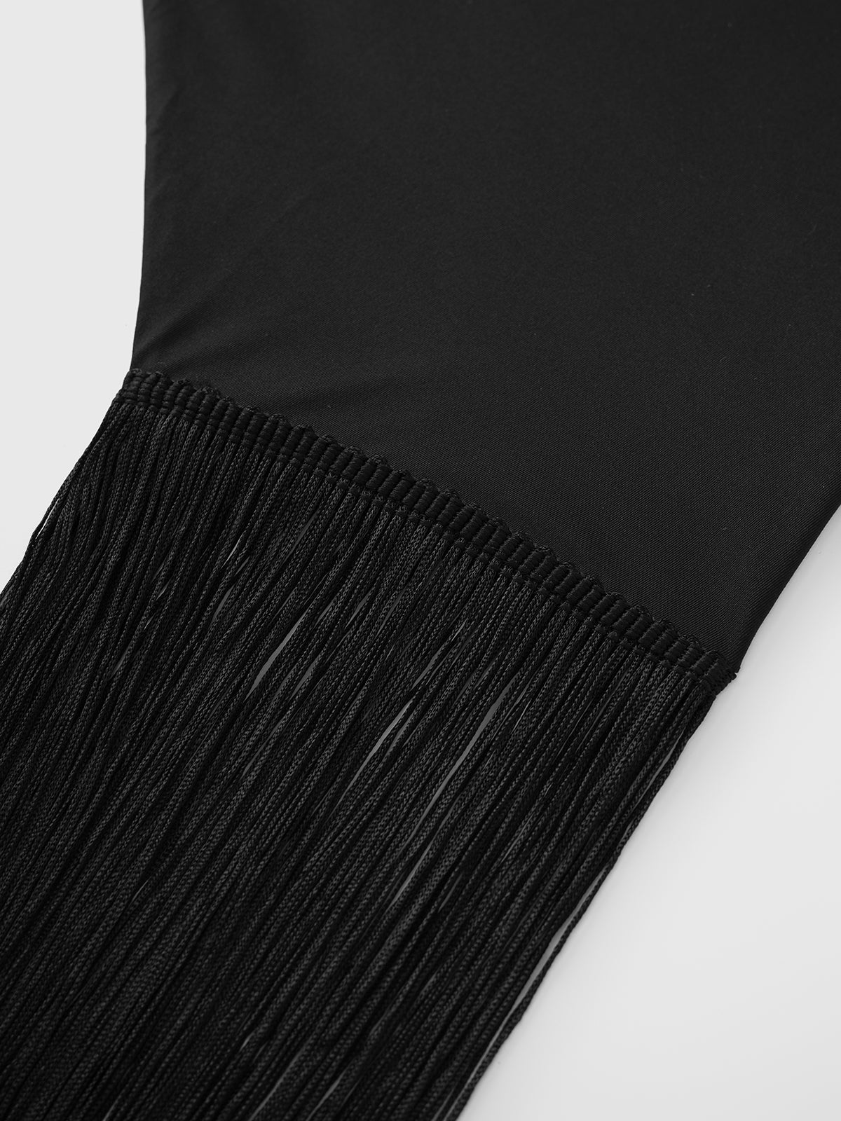 Brick Lane Asymmetric Fringe Tube Top - Black