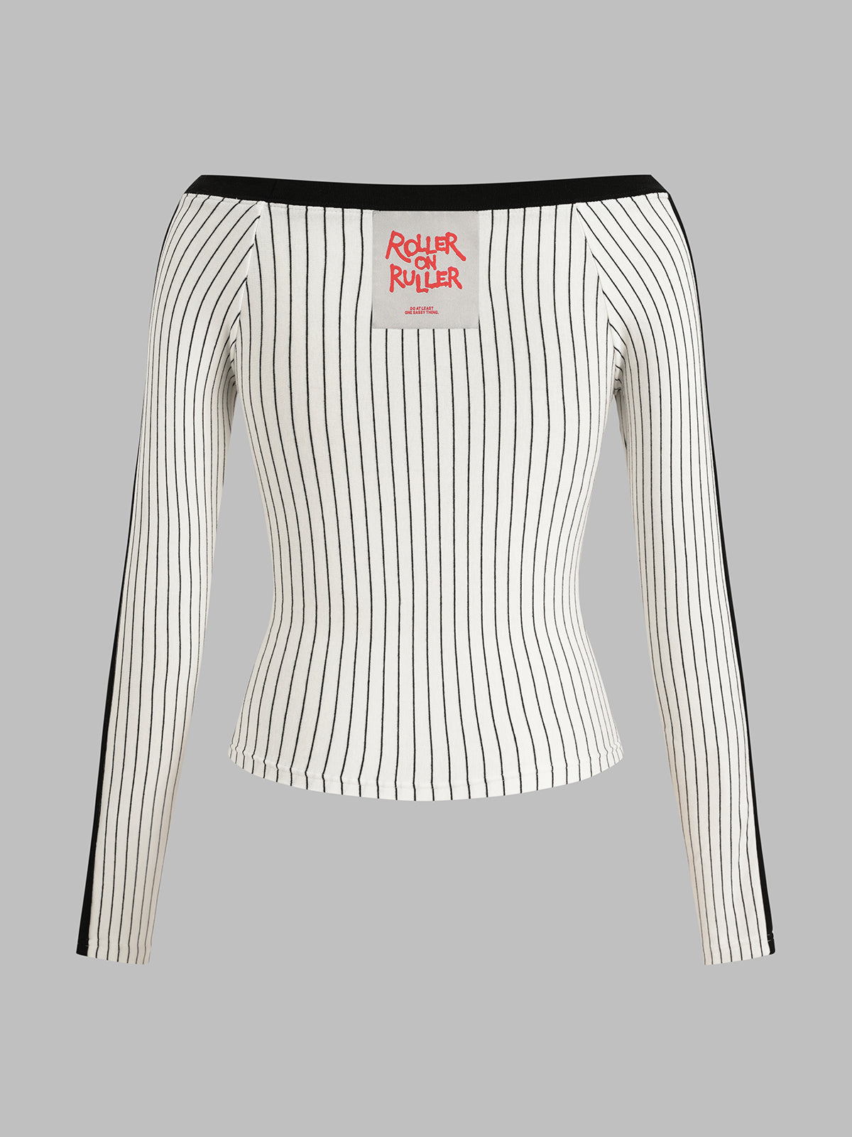 Curveball Sleeve Top – White Stripe
