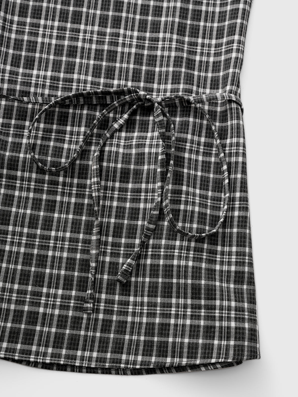 Brick Lane Halter Check Top - Black
