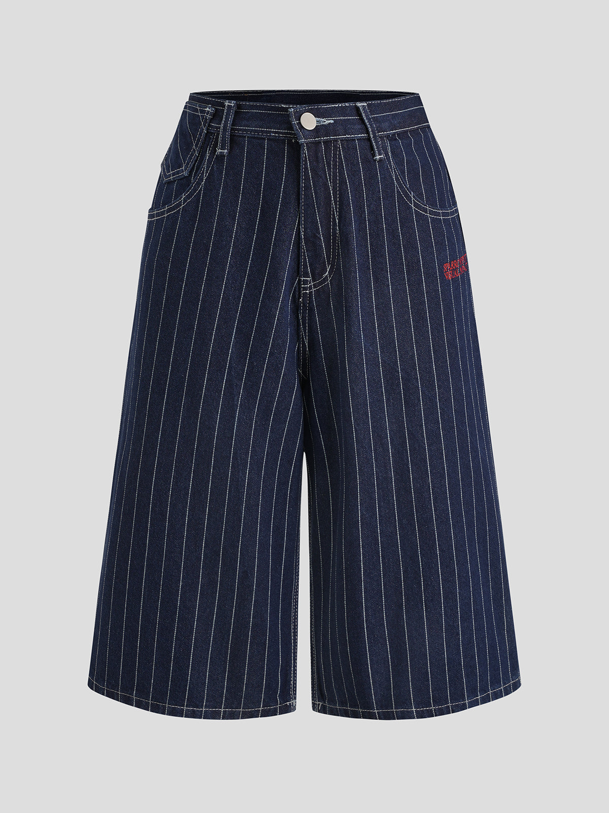 Line Leader Denim Shorts – Navy Stripe