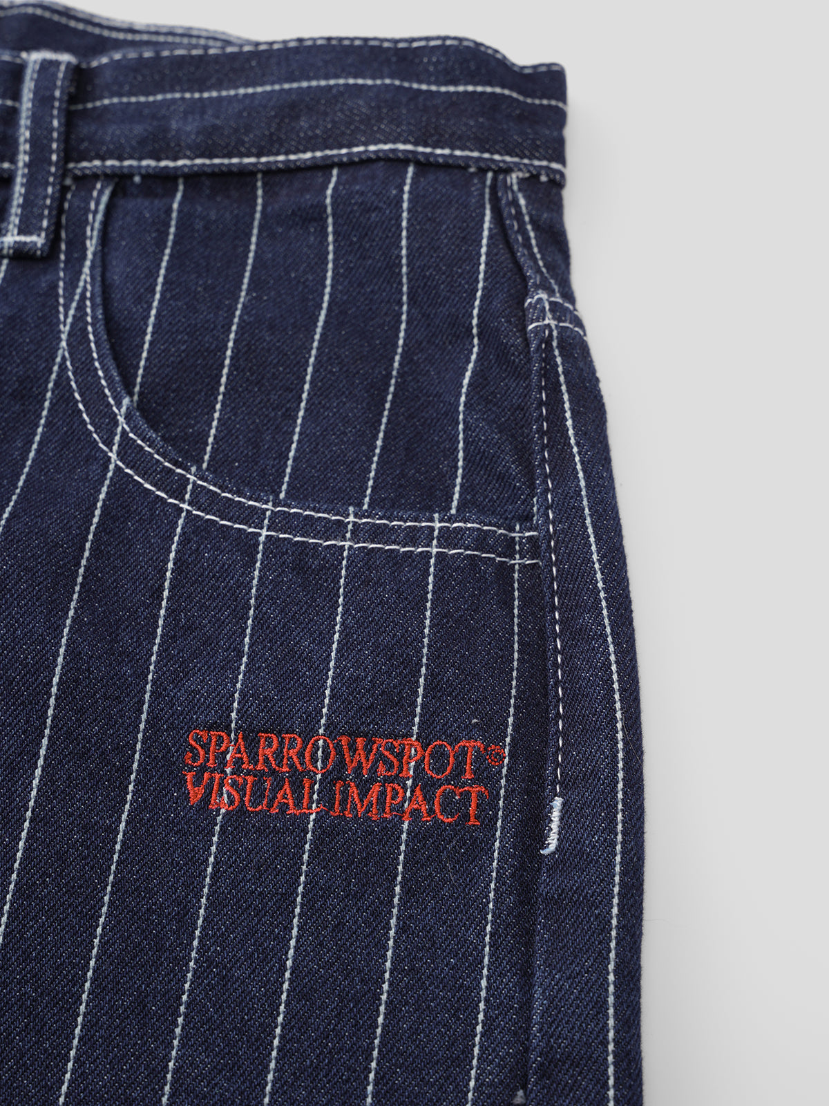 Line Leader Denim Shorts – Navy Stripe