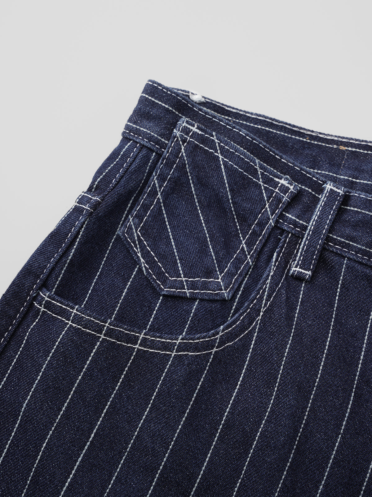 Line Leader Denim Shorts – Navy Stripe