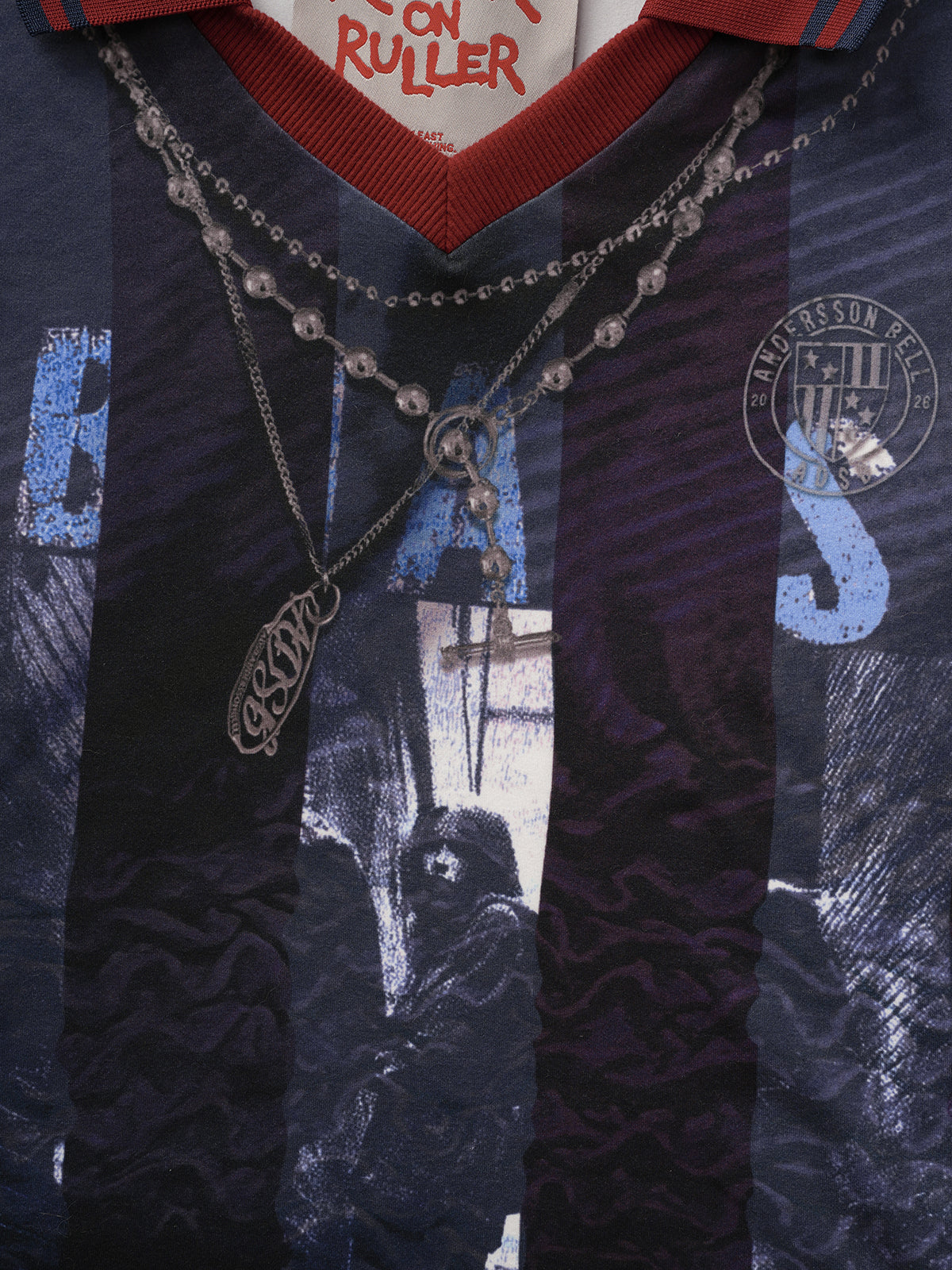Brick Lane Skimming Print Jersey T-Shirt - Blue
