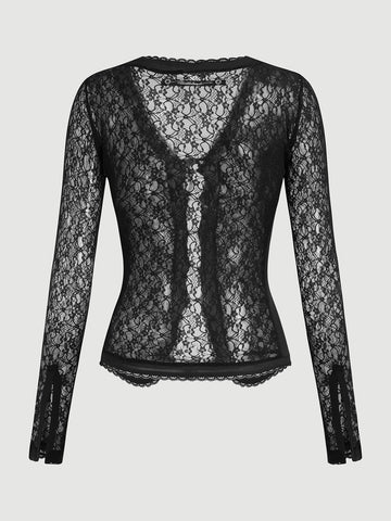 After Dark Email Tee - Lace Black