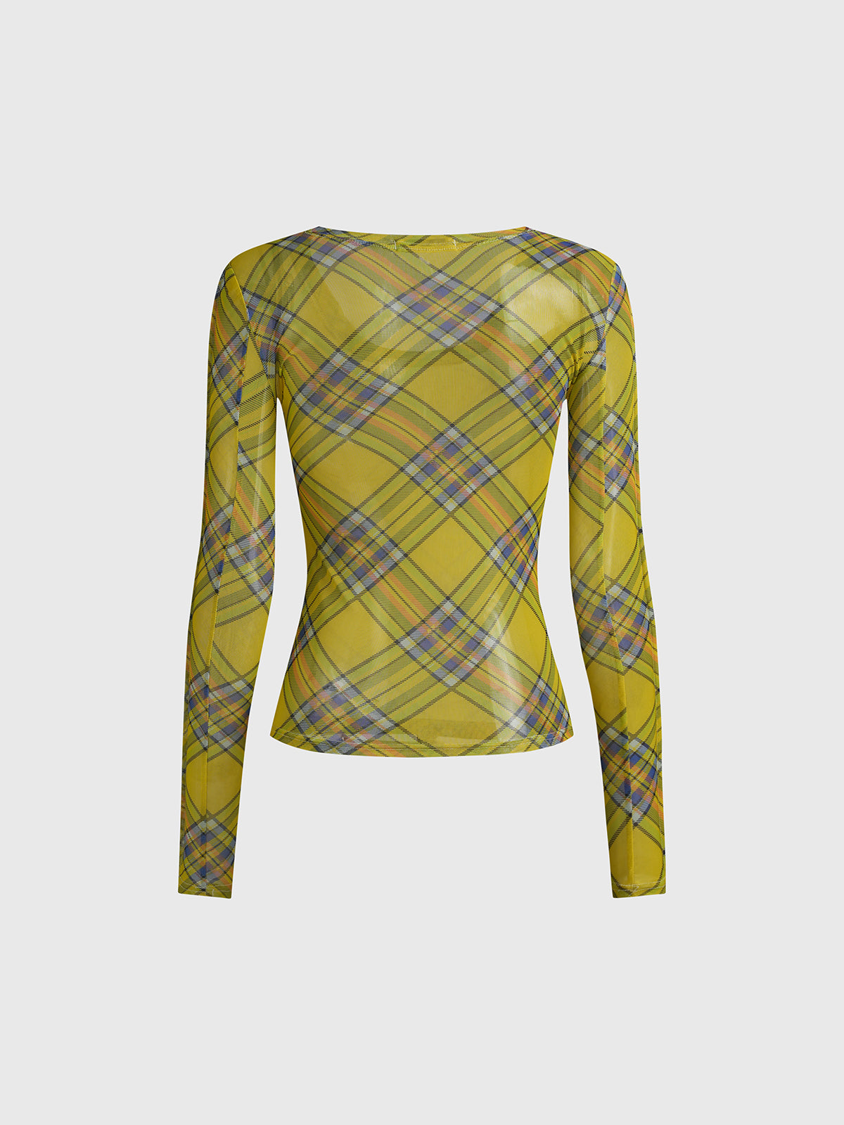 Brick Lane Skimming Mesh Check Top - Yellow