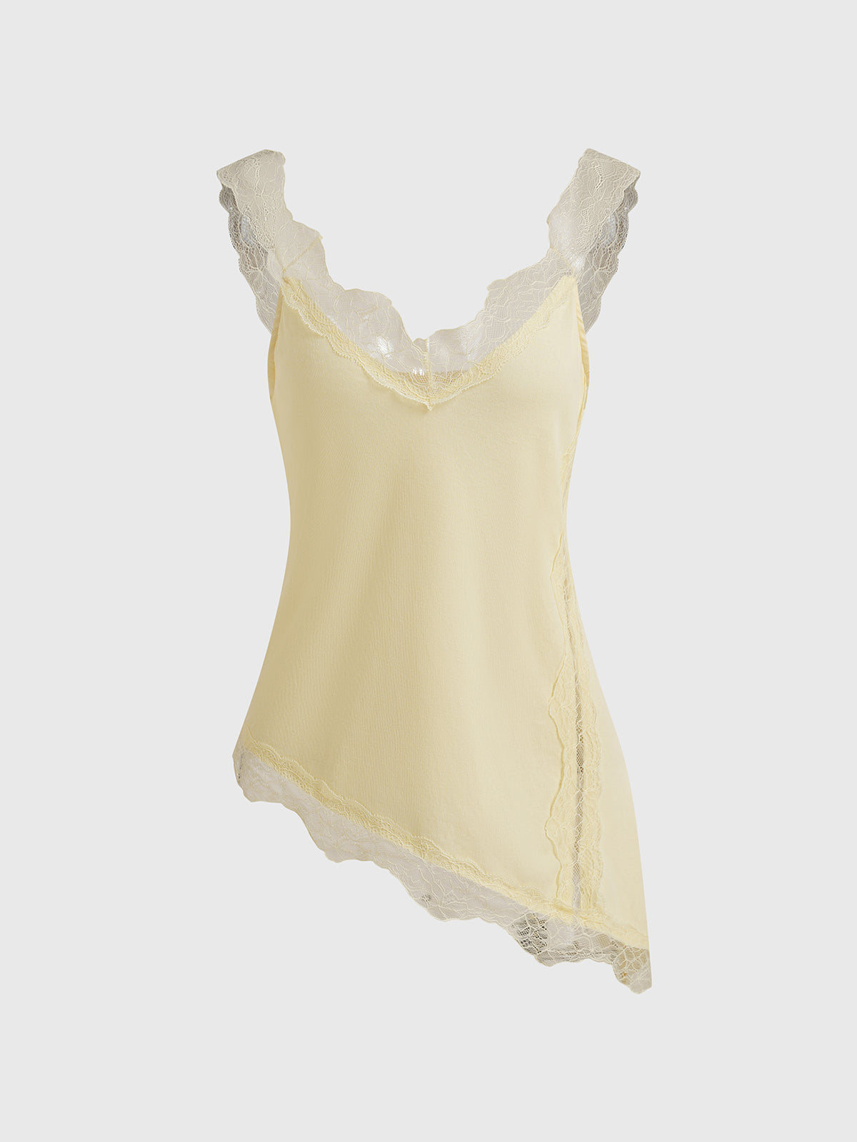 Brick Lane Asymmetric Lace Cami - Yellow