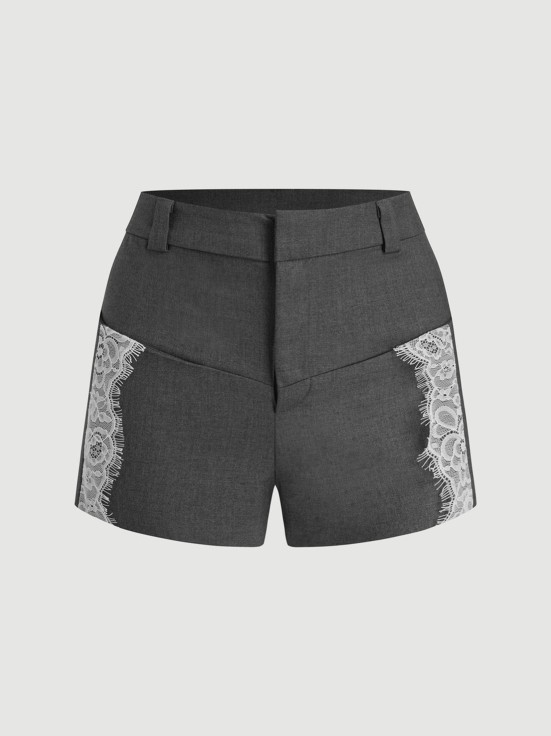 Buckle Me Later Lace Shorts – Suit Grey